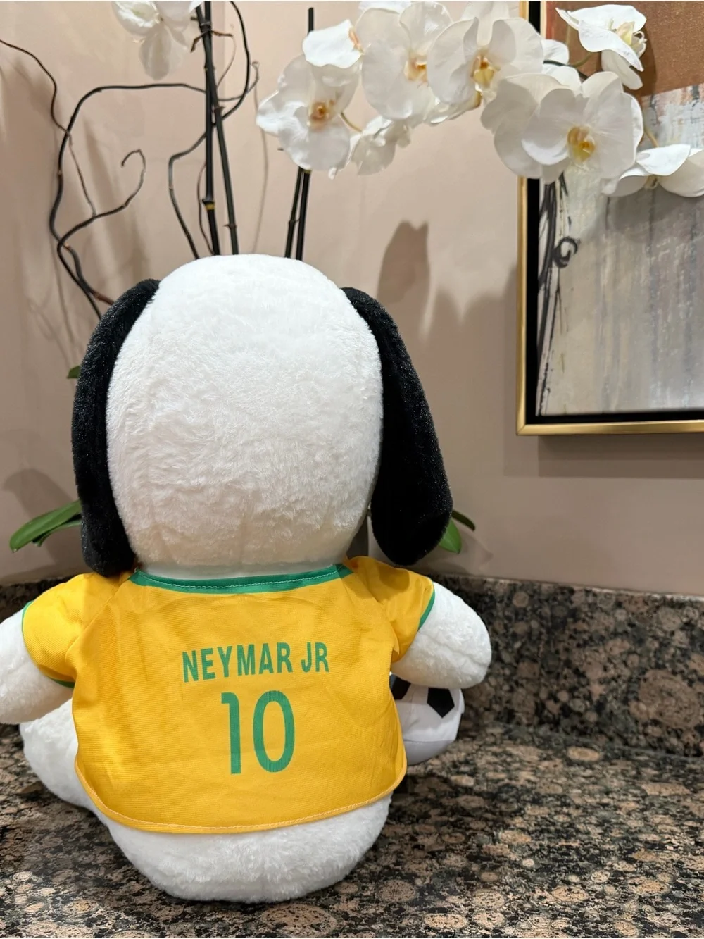 Snoopy Plush Toy in Yellow Soccer Jersey - Home Accents 18”